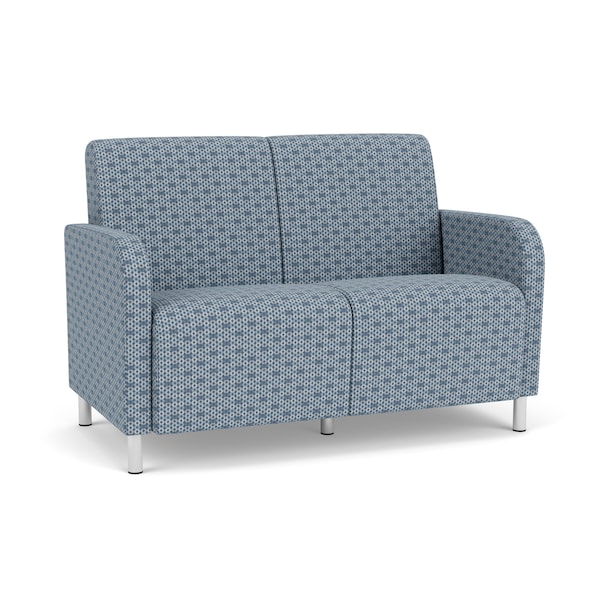 Lesro Siena Lounge Reception 2 Seat Tandem Seating No Center Arm, Brushed Steel, RS Rain Song Upholstery SN2101 - main